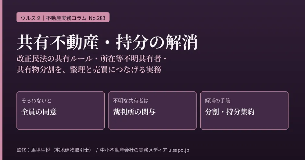 共有不動産・共有持分の解消の実務2026