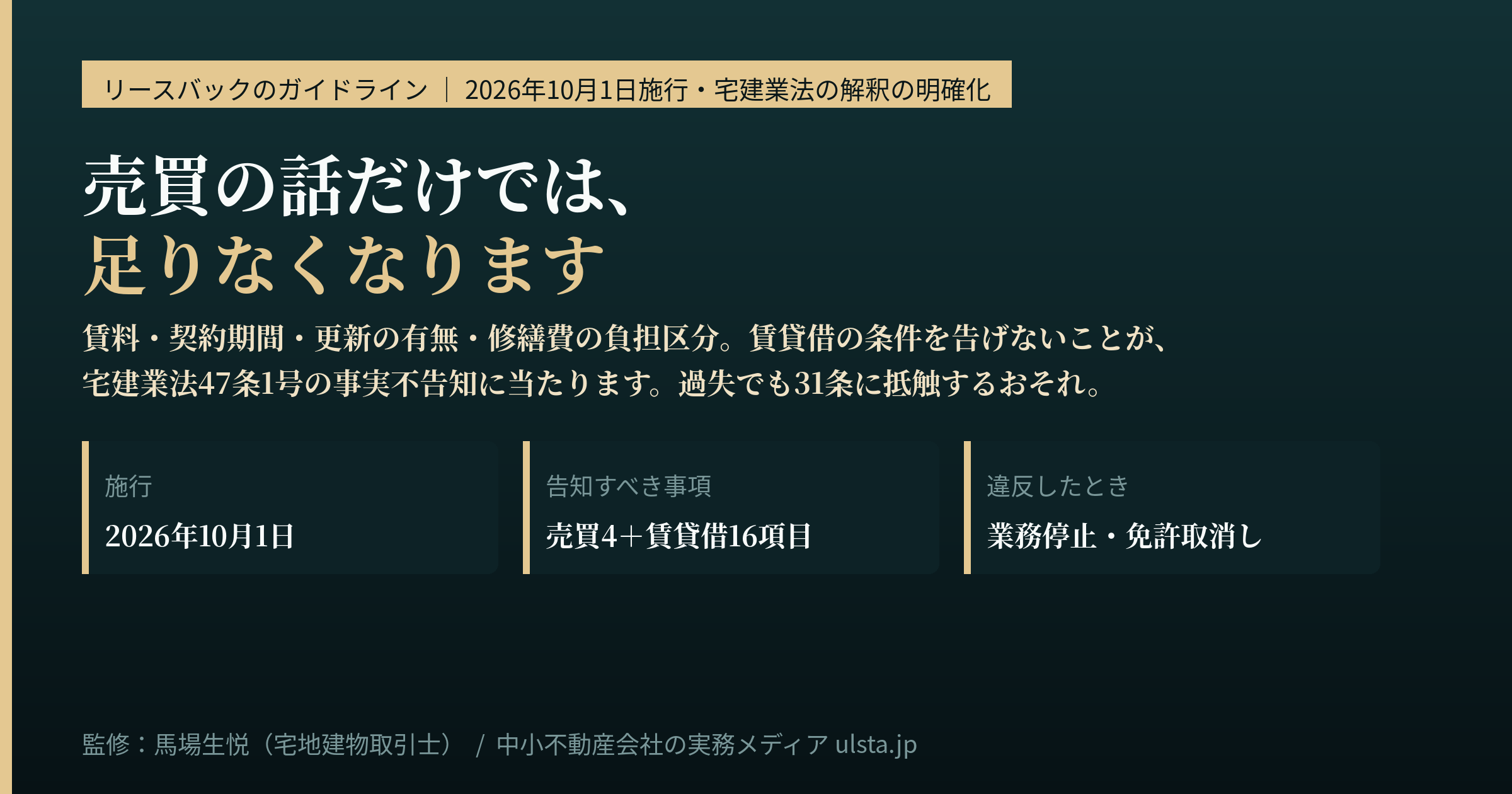 リースバック新ガイドライン｜2026年10月1日施行の実務
