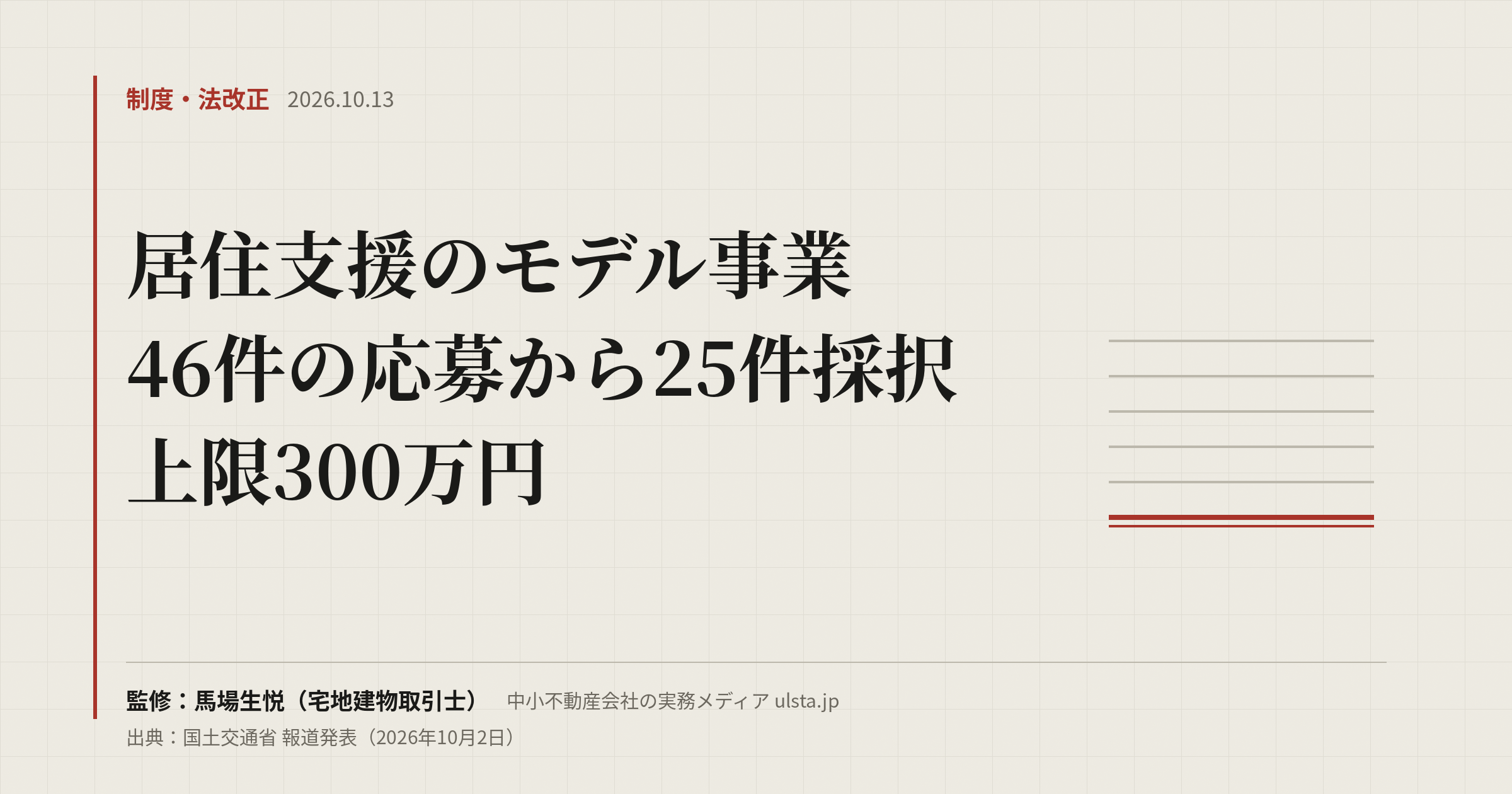 【2026年10月】居住支援モデル事業に25件採択|賃貸管理で見るべき点