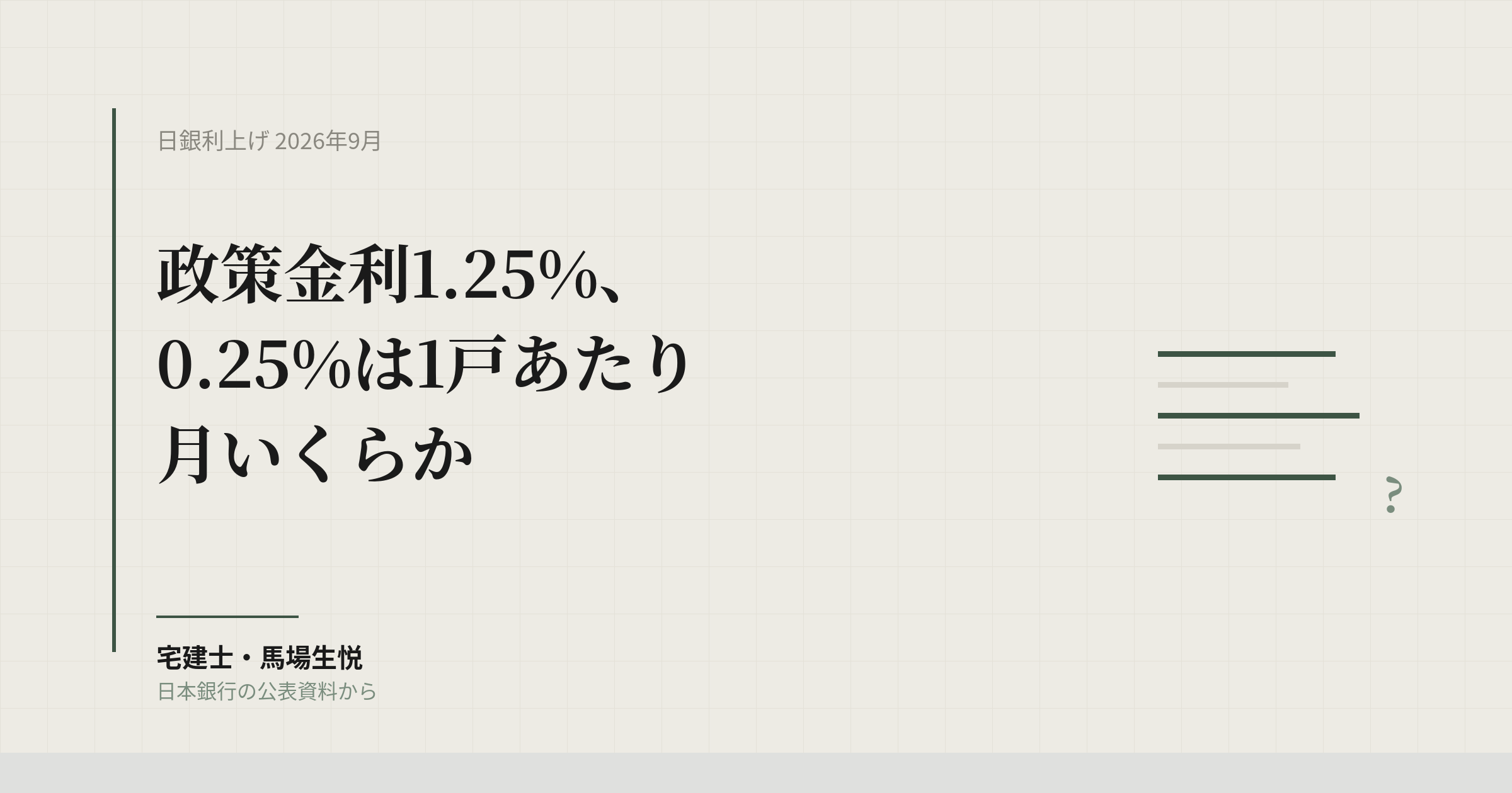 日銀利上げ1.25%｜アパートローンの返済増を「1戸あたり月いくら」で示す