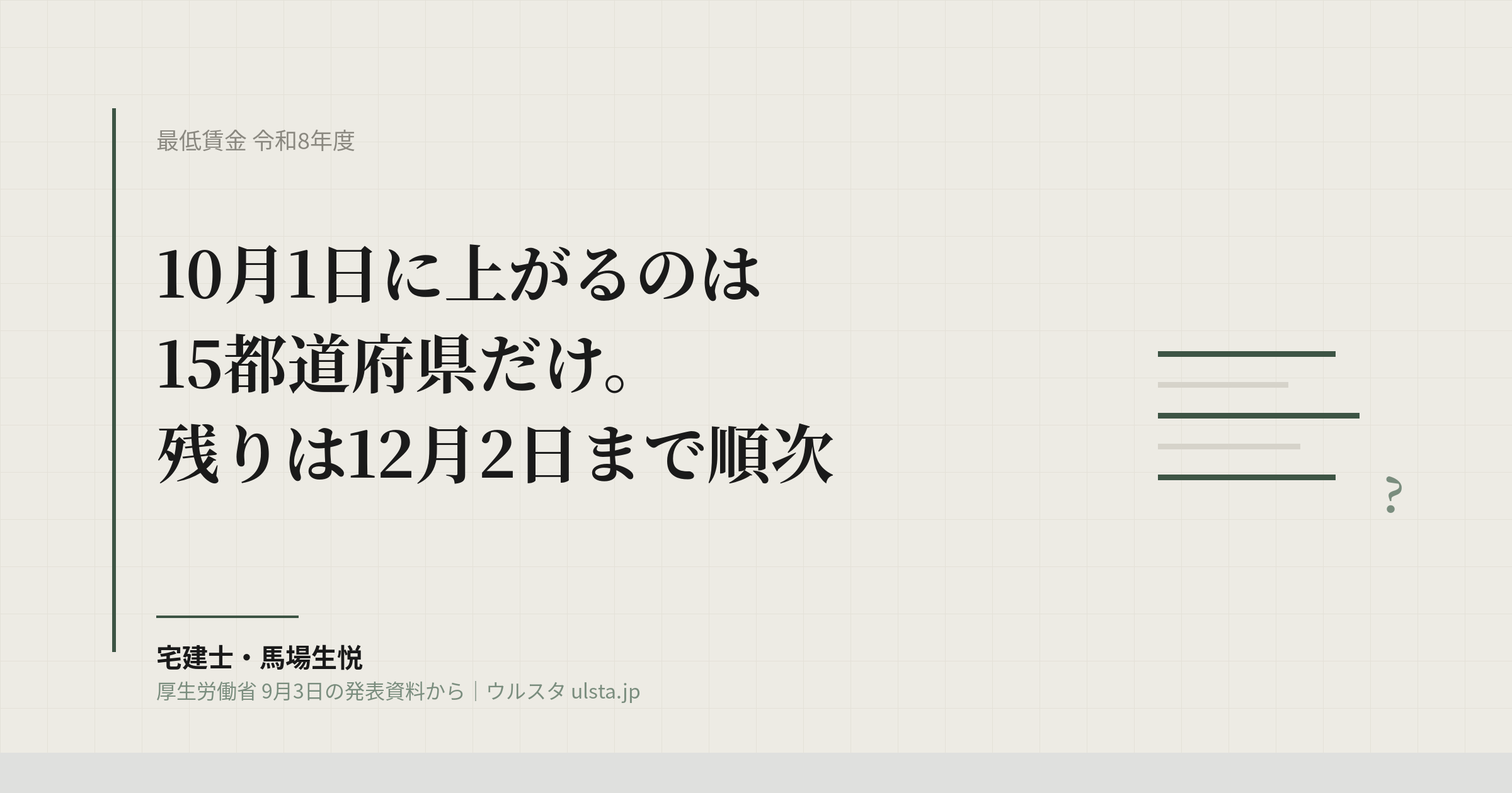 最低賃金 令和8年度 全国一覧|東京1,280円・発効は10月1日から12月2日