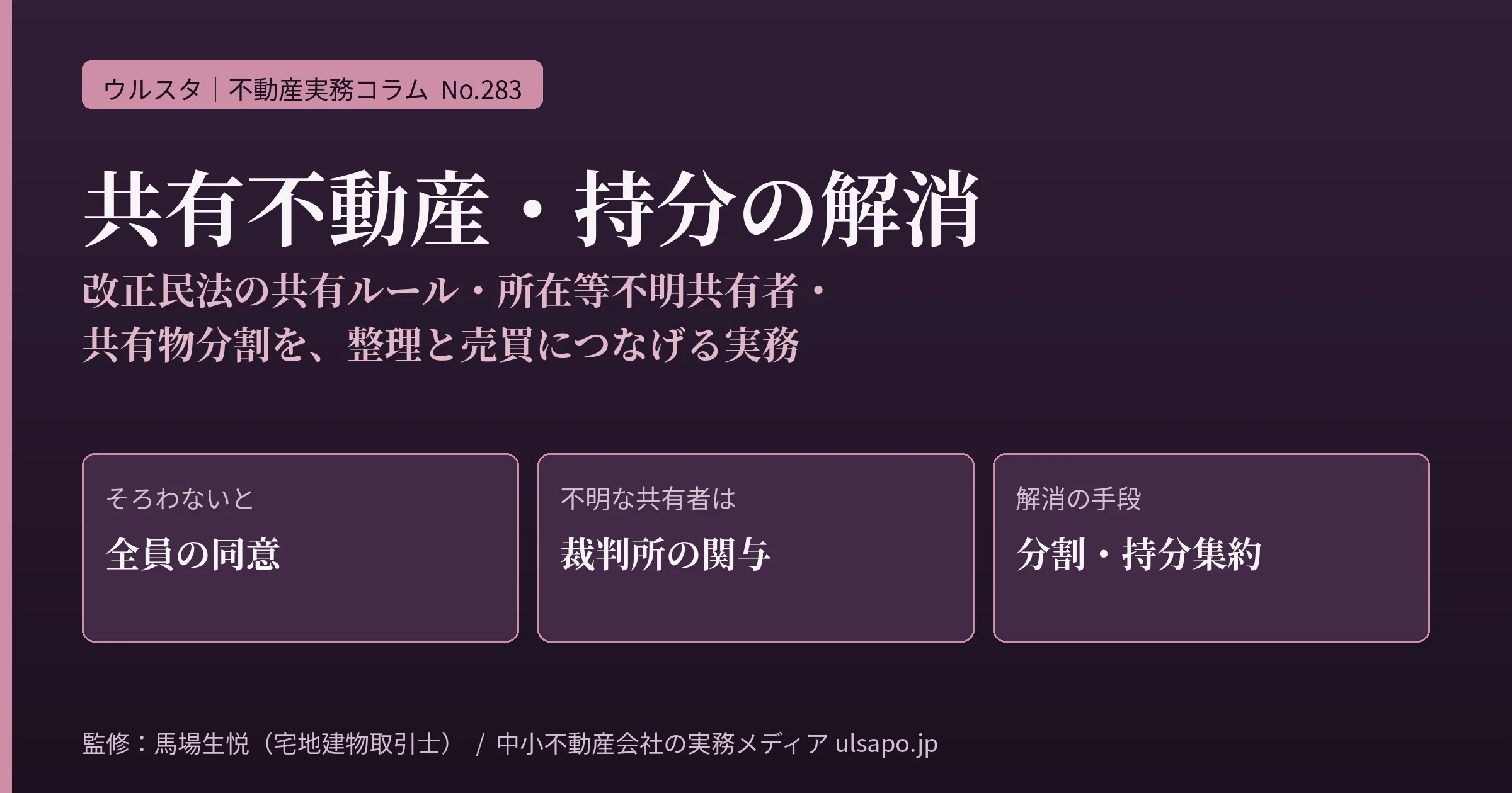 共有不動産・共有持分の解消の実務2026