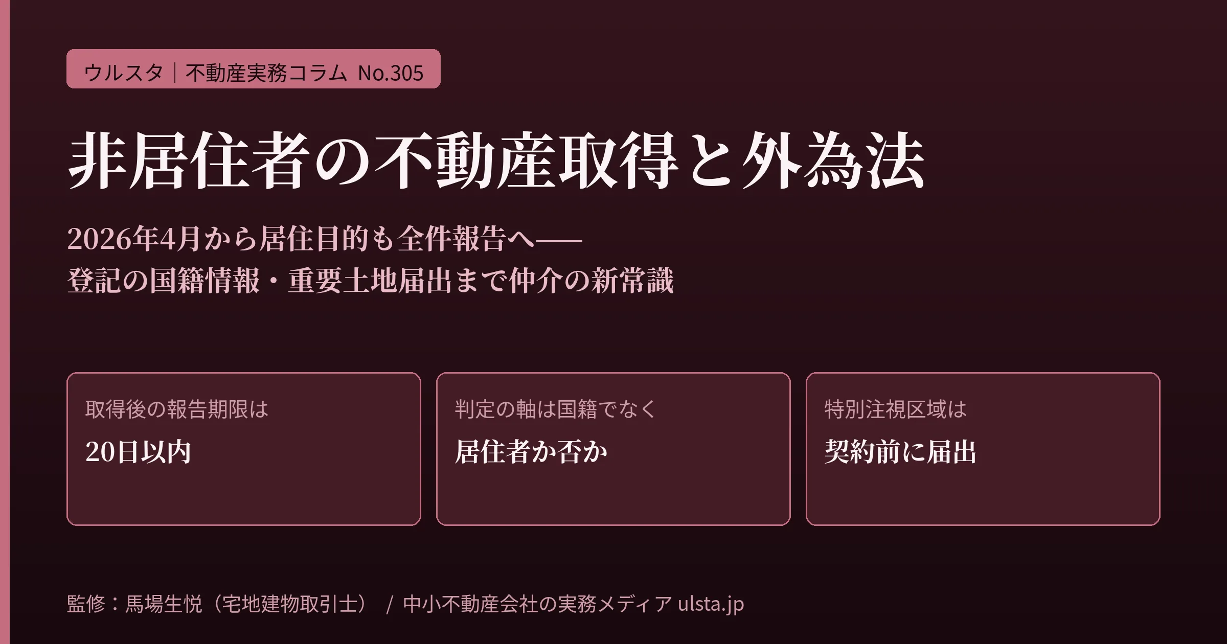 外国人・非居住者の不動産取得と外為法の実務2026