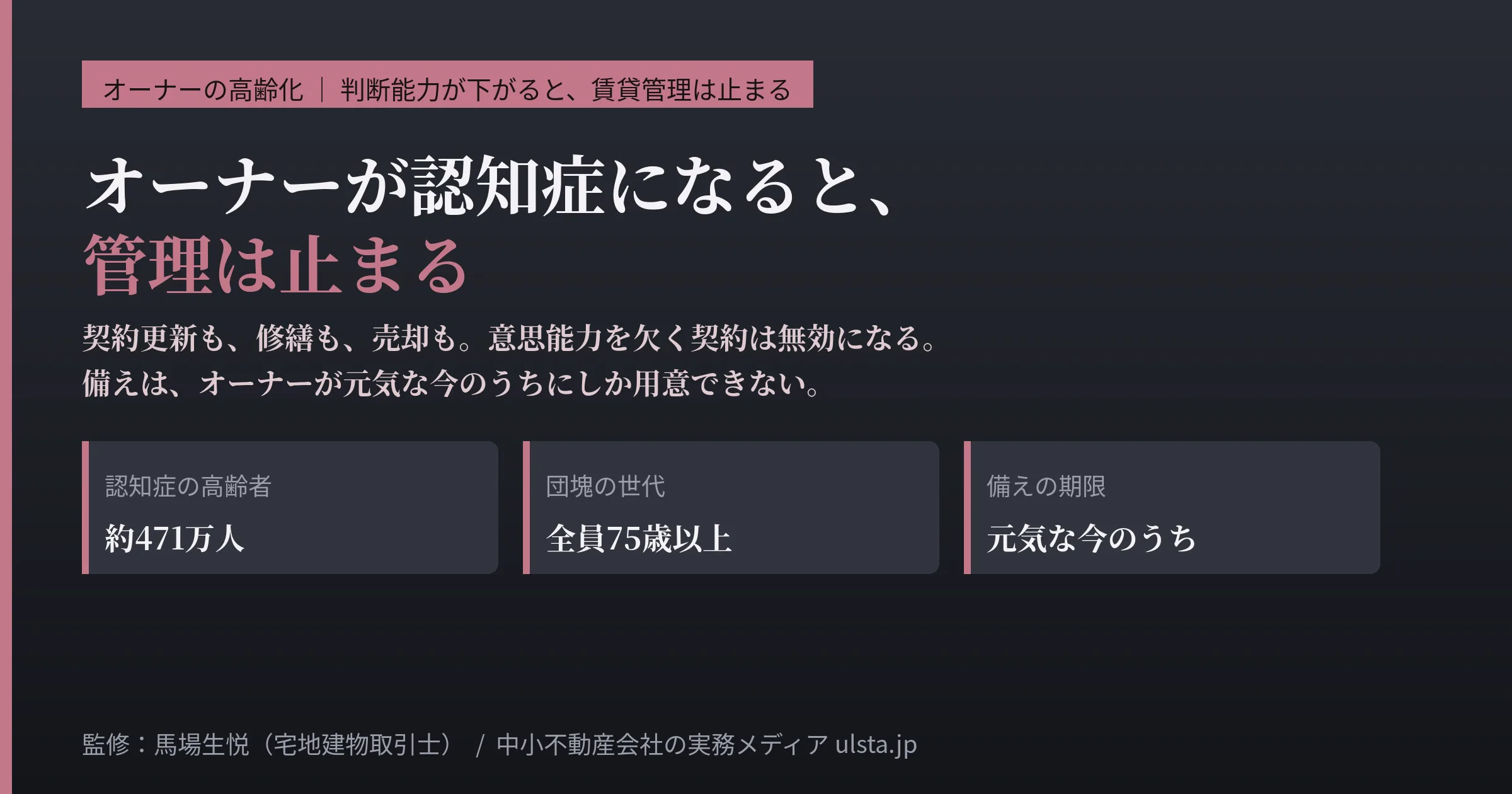 オーナーが認知症になると、管理は止まる