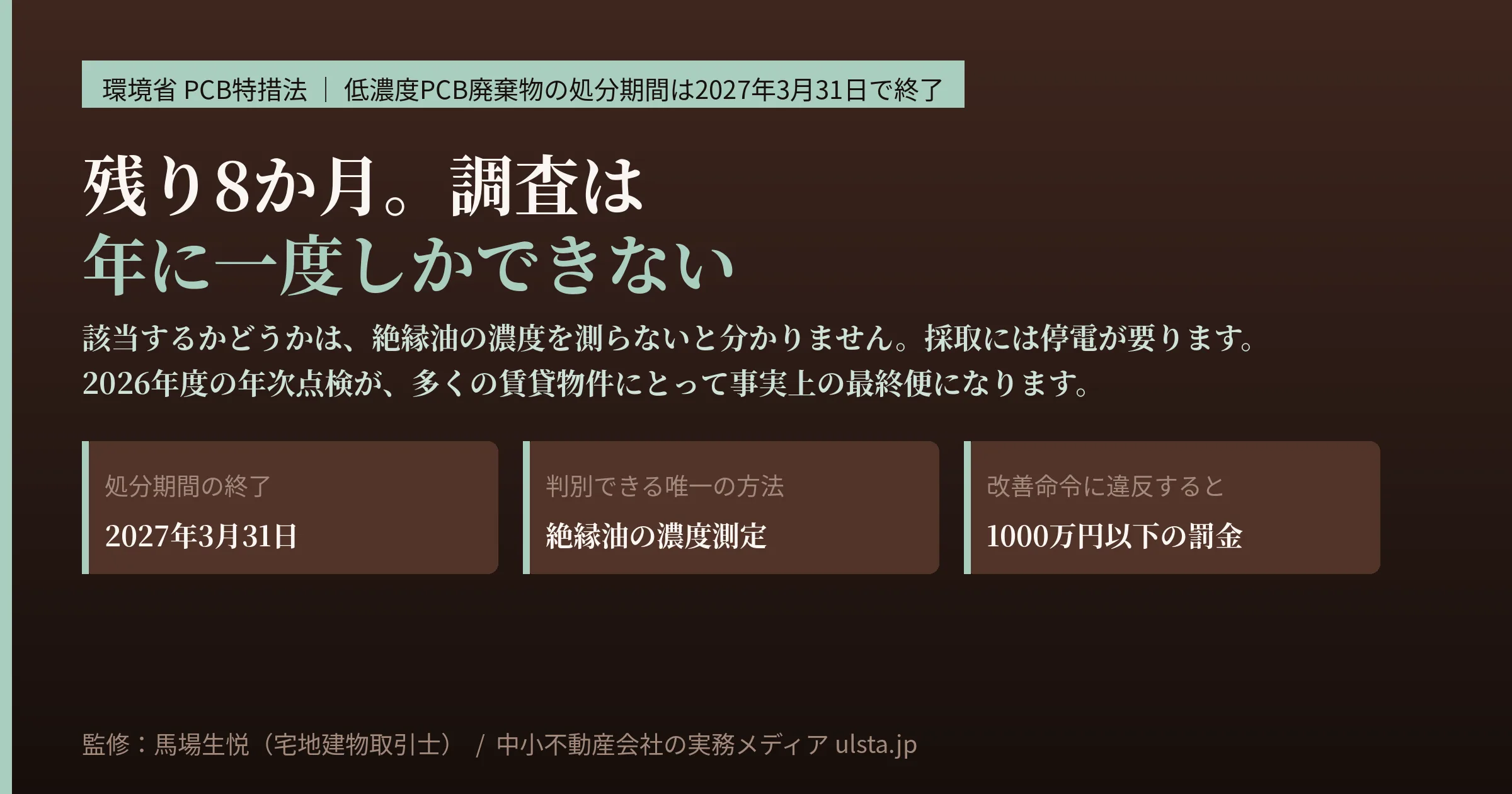 低濃度PCB2027年3月末期限