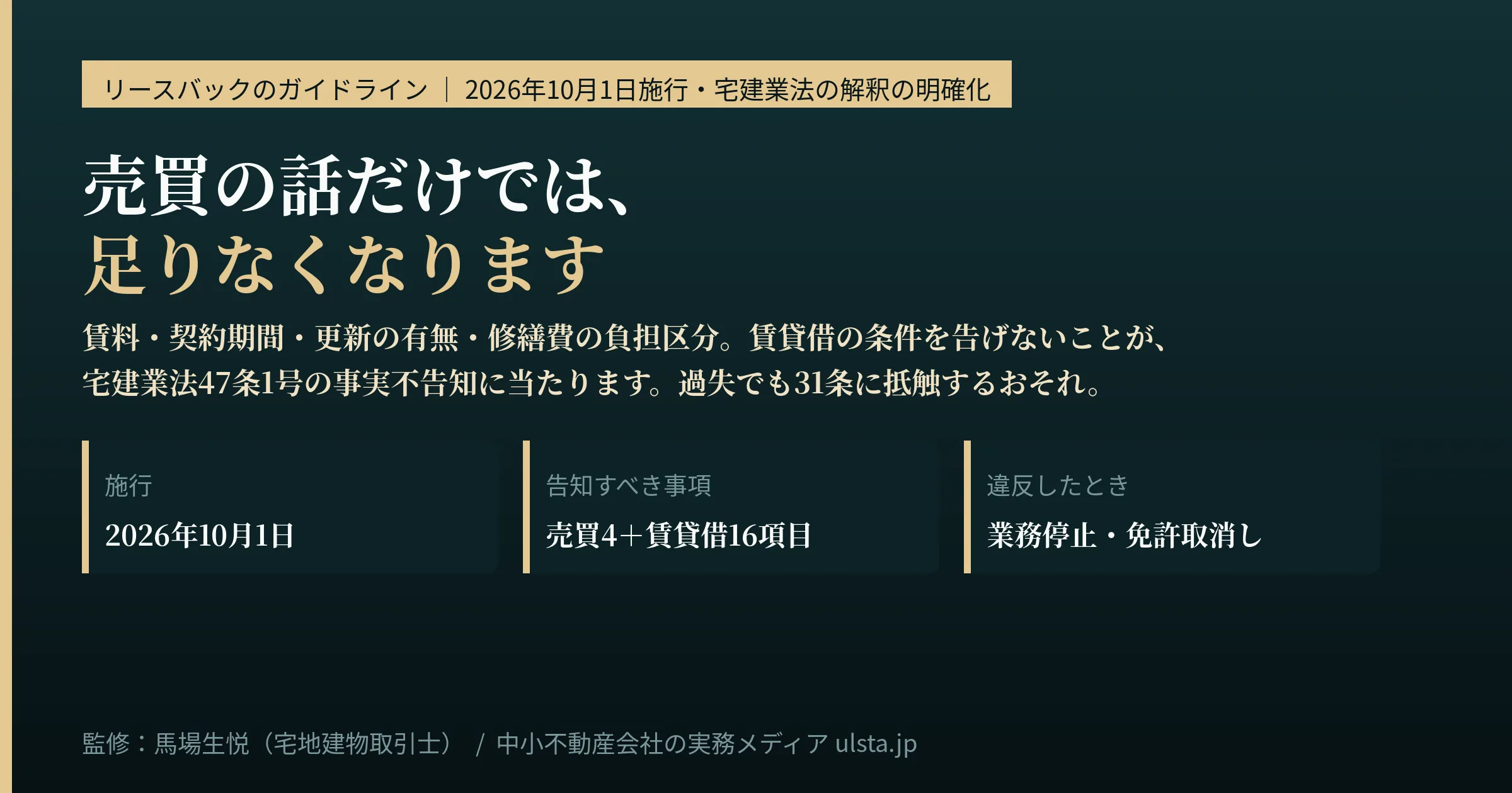 リースバック新ガイドライン｜2026年10月1日施行の実務
