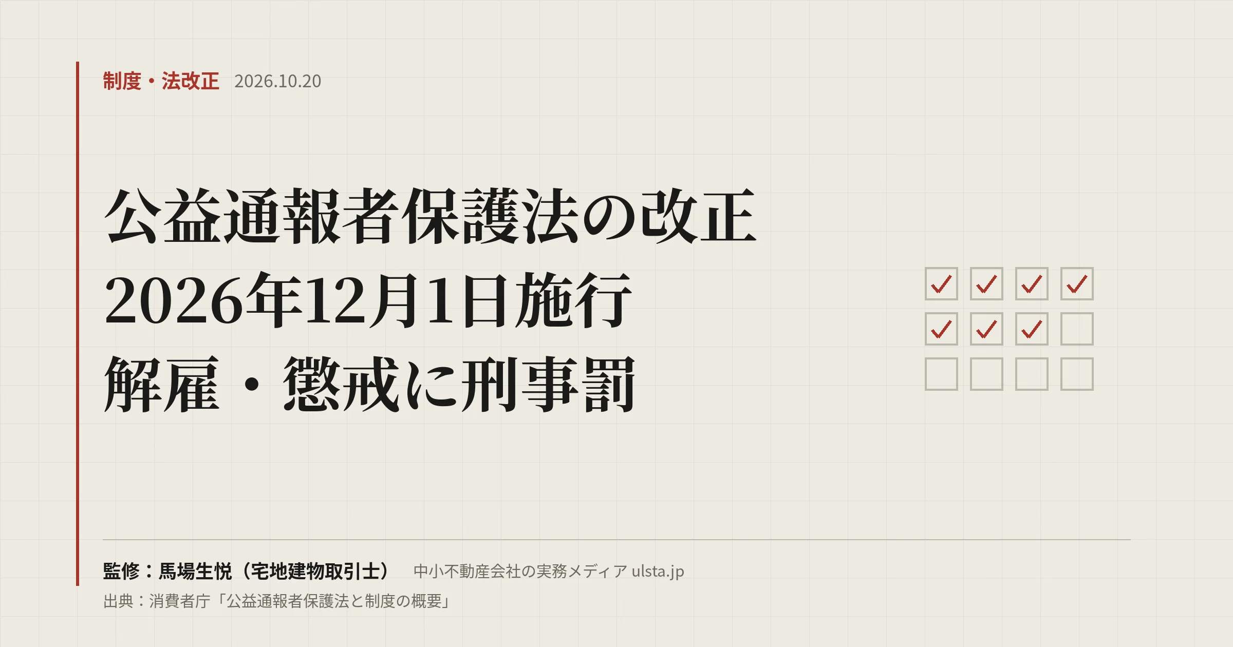 公益通報者保護法改正はいつから?2026年12月1日施行|不動産会社の対応