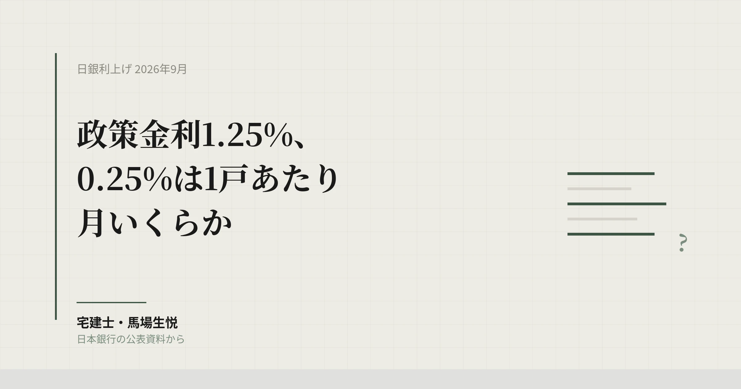 日銀利上げ1.25%|アパートローンの返済増を「1戸あたり月いくら」で示す