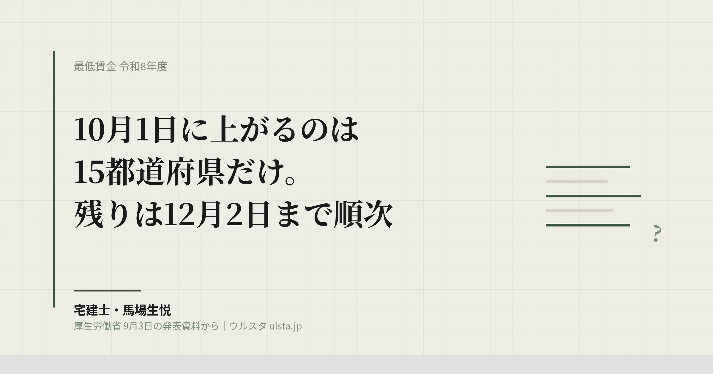 最低賃金 令和8年度 全国一覧|東京1,280円・発効は10月1日から12月2日