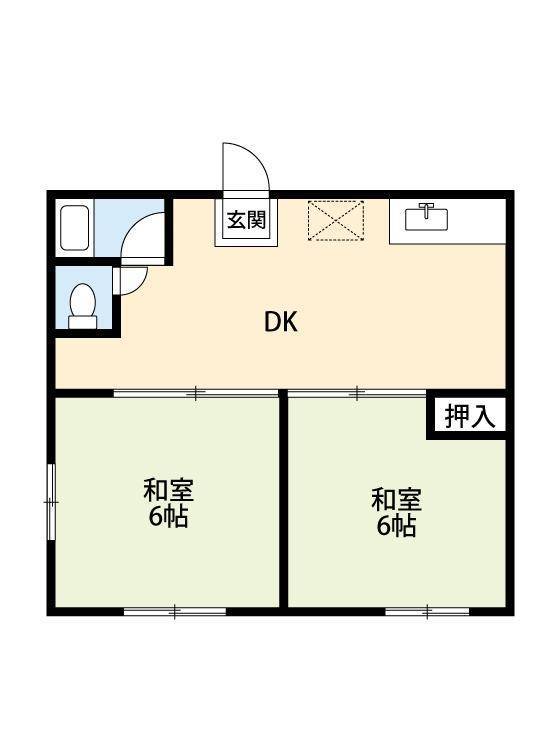 アローハイツ 206号室 間取り図